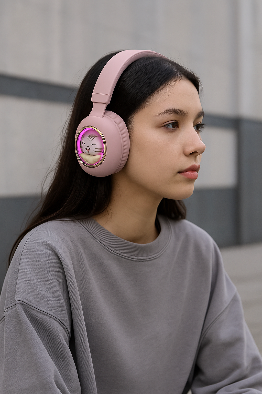 Audífonos Bluetooth Cat con Luz LED