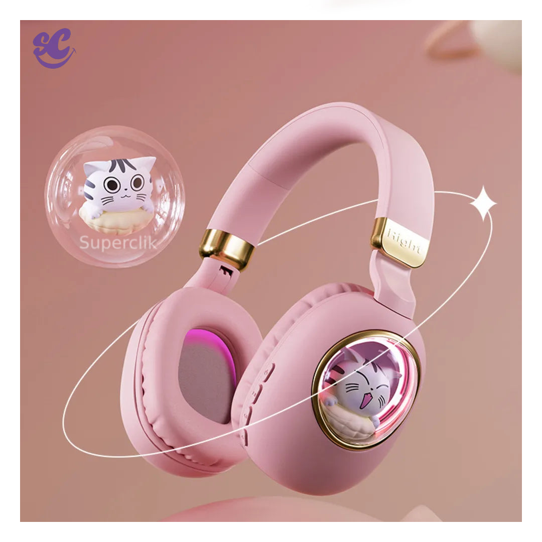 Audífonos Bluetooth Cat con Luz LED